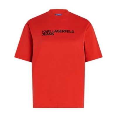 Afbeelding van Karl Lagerfeld Jeans LOGO Regular Tshirt print, Dames, Maat: Large, Pompeian red