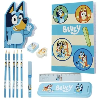 Afbeelding van Bluey Briefpapierset voor kinderen Notebook Kleurpotloden Etui Pen Liniaal Gum Kleuterschool Cadeaus