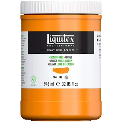 Afbeelding van Liquitex 4413892 Professional Heavy Body Acrylfarbe in Künstlerqualität mit ausgezeichneter Lichtechtheit buttriger Konsistenz, 946ml Topf Kadmiumfrei Orange