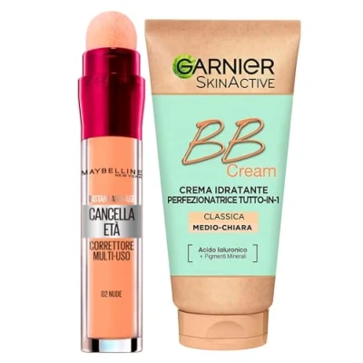 Afbeelding van Garnier Skinactive BB Cream Hydraterende gezichtscrème, perfectionator, all in 1, SPF25 tinten, middellicht + ouderdomsverwijderaar, multifunctionele vloeistof, kleur 02 nude, met applicator spons