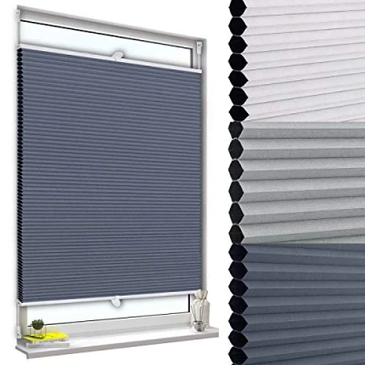 Afbeelding van WOLTU Honingraatjaloezie Honingraatplissé zonder boren 60x130cm,Plissé gordijn Geplooide jaloezie zonwering met klemdragers,Blauw Wit WPS0001bl
