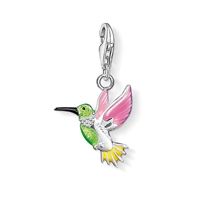 Afbeelding van Thomas Sabo 0655 007 7 Kolibrie Charm hanger zilver groen/roze/geel geëmailleerd, Emaille, geen steen