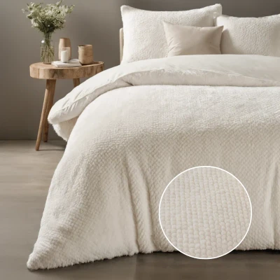 Afbeelding van Dekbedovertrek Teddy Rabbit Fur Kohl Grey Luxe uitstraling 1 Persoons 140x200/220