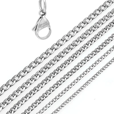 Afbeelding van DonDon® Heren halsketting panzer ketting in roestvrij staal lengte 52 cm breedte 0,6