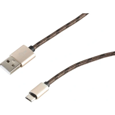 Afbeelding van USB Micro B naar A kabel USB2.0 tot 2A / bruin nylon 2 meter