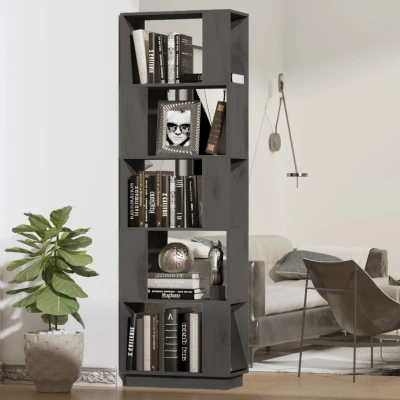 Afbeelding van Boekenkast/kamerscherm 51x25x163,5 cm massief grenenhout grijs