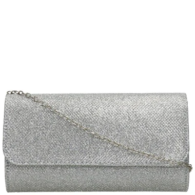 Afbeelding van Bulaggi Dionne envelope voor Dames / Clutch Vegan Leather Glitter Zilver/ Avondtasje met schouderriem/ Effen handtasjes