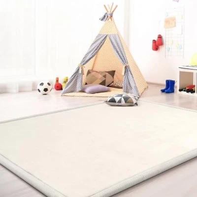 Afbeelding van Speelmat Baby Matje Effen Kleur Antislip Soft, Kleur: Beige Crème, Maat:200x280 cm