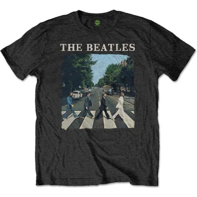 Afbeelding van The Beatles Abbey Road &amp; Logo Kinder T shirt Kids tm 4 jaar Zwart