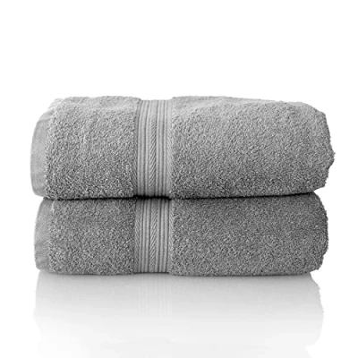 Afbeelding van Glart Premium badstoffen handdoekenset, kleur: ZILVERGRIJS, 2 saunahanddoeken van 70 x 200 cm