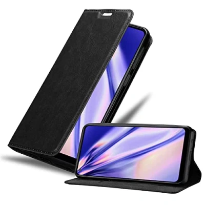 Afbeelding van Cadorabo Hoesje geschikt voor Samsung Galaxy A21 in ZWARTE NACHT Beschermhoes Case magnetische sluiting Cover