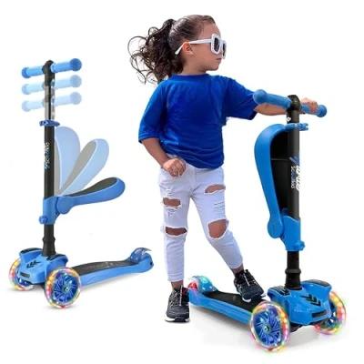 Afbeelding van Hurtle Kinderstep, 3 wiel Step, Opvouwbare Scooter met Verstelbare Hoogte, Antislip Platform, LED Verlichte Wielen, Step voor Meisjes/Jongens van 2 tot 12 Jaar