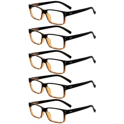 Afbeelding van Eyekepper Mannen Vintage Lezen Brillen 5 Stuks Leesbrillen voor Heren Dames Zwart Geel Lijst +1.75