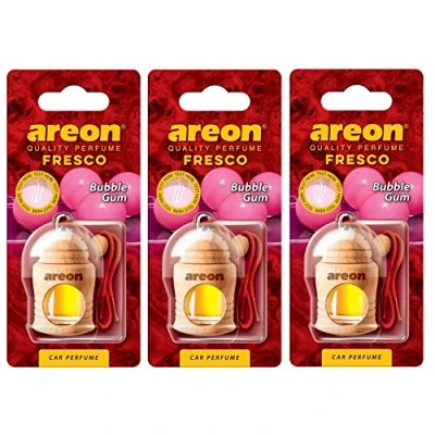 Afbeelding van Areon Fresco Luchtverfrisser Bubblegum schattig om op te hangen, spiegel hanger, rode fles, 3D bindingen (Bubble Gum Set x 3)