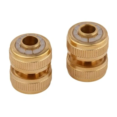 Afbeelding van Mivos 2 x messing slangaansluiting voor 1/2 inch (13 mm) tuinslangen slang reparatiemachine het aansluiten van waterslangen slangkoppeling verbinden slangen
