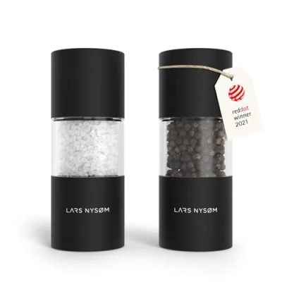 Afbeelding van LARS NYSØM &#039;Sjæl&#039; Peper en zoutmolen set Verstelbare maalgraad Roestvrijstaal Onyx Black