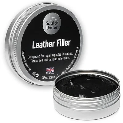 Afbeelding van Scratch Doctor ledervuller, reparatiemiddel om gaten, scheuren, krassen en slijtage op lederen meubels, autostoelen, schoenen tassen te vullen (zwart, 50 ml)