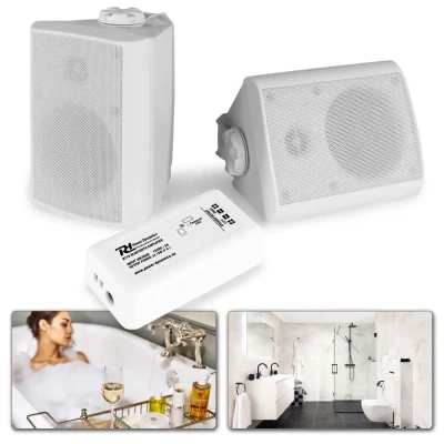 Afbeelding van Bluetooth speakerset 4&quot; opbouw voor o.a. overkapping, etc. Wit