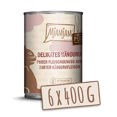 Afbeelding van MjAMjAM premium natvoer voor katten puur vleesgenot heerlijke kangoeroe, pak van 6 (6 x 400 g), graanvrij met extra vlees