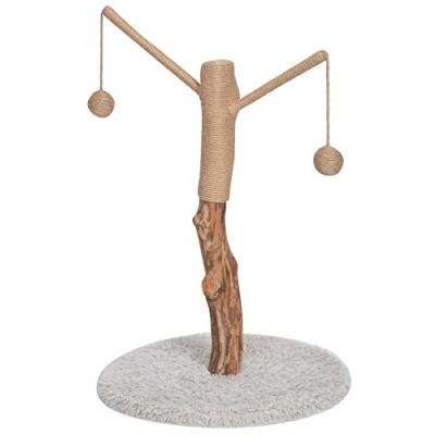 Afbeelding van Dehner Lovely krabpaal voor katten, ca. 80 x 45 cm, echte boomstam, hout/pluche/sisal, bruin/wit