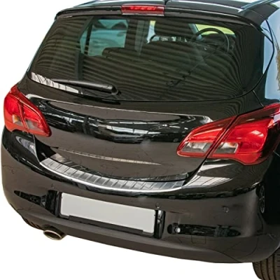 Afbeelding van Bumperbescherming roestvrij staal chroom compatibel met Opel Corsa E 2014 2019 schuine rand premium kwaliteit van Recambo