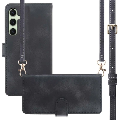 Afbeelding van Samsung Galaxy S25 Hoesje Kunstleder imoshion Bookcase/Koordhoesje Zwart Telefoonhoesje