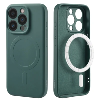 Afbeelding van Apple iPhone 15 Pro MagSafe Hoesje Siliconen en TPU (zacht) iMoshion Softcase/Backcover Donkergroen Telefoonhoesje