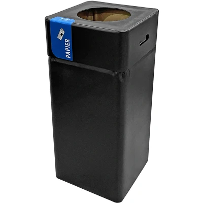 Afbeelding van Afvalbak / Prullenbak 105L Zwart Gecoat Karton met Kras &amp; Stootvaste Coating Voor Papier Afvalscheiding Herbruikbaar Modulair 37x37x80 cm
