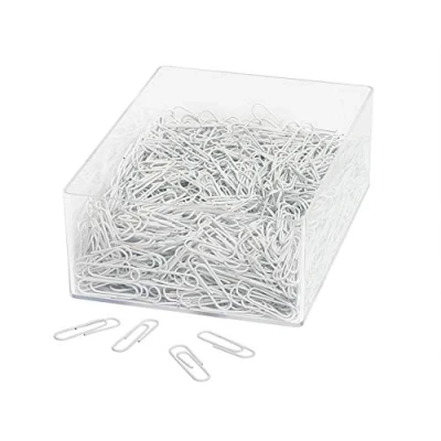 Afbeelding van Wedo 901244600 paperklem (van metaal 27 mm, met kunststof ommanteld in doorzichtige doos) 1000 stuks, wit