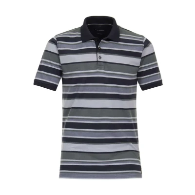 Afbeelding van Casa Moda Poloshirt Strepen Groen maat L heren met Regular fit Pasvorm Polyester Suitable Herenkleding