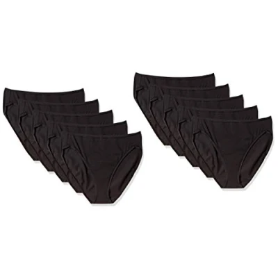 Afbeelding van Amazon Essentials Women&#039;s Katoenen hoge onderbroek met pijpen (verkrijgbaar in grote maten), Pack of 10, Zwart, 44