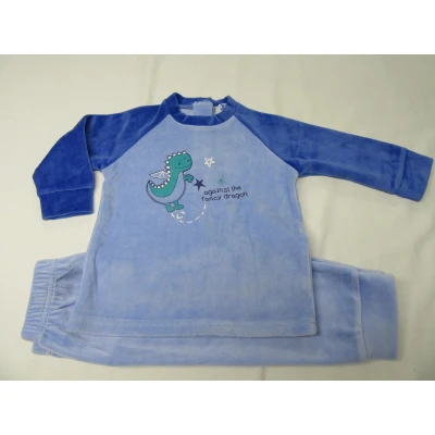 Afbeelding van Wiplala Jen &amp; James Pyjama Velour Dino Blauw 18 maand 86