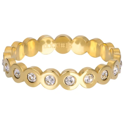 Afbeelding van iXXXi Big Circle Stone Vulring 4mm Gold maat 20