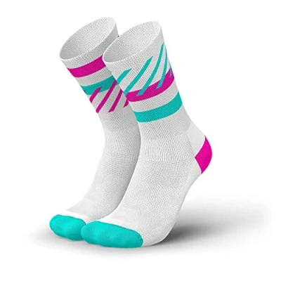 Afbeelding van INCYLENCE Running Lange hardloopsokken met gerichte compressie, voor dames en heren, 1 paar, wit, roze, blauw, 43 46 EU