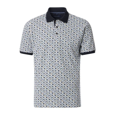 Afbeelding van Casa Moda polo heren poloshirt wijde fit donkerblauw gestreept