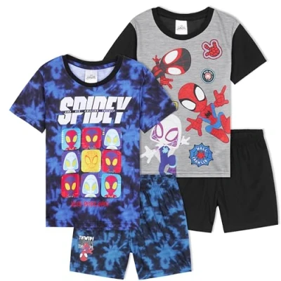 Afbeelding van Get Trend PJs 2 pack pyjama set korte mouwen kinderen tieners lounge sets nachtkleding zachte comfortabele jongens geschenken, Multi Spidey, 5 6 jaar