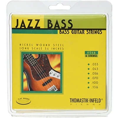 Afbeelding van Thomastik 682736 snaren voor E Bass Jazz Flat Wound, set JF346 6 string lange schaal 86 cm