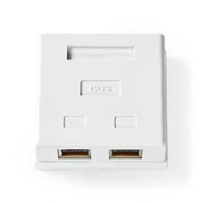 Afbeelding van Netwerk Wanddoos Opbouw 2 poort(en) STP CAT6 Recht Female Goud Verguld PVC Wit Doo