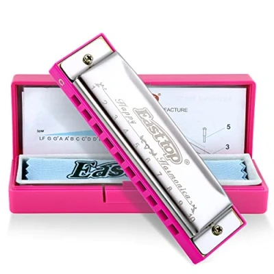Afbeelding van East top Blues Harmonica, Diatonische 10 Gaten C Sleutel Gelukkig Harmonica Mond Orgel voor Beginner, Kinderen, Studenten, Gift, met Draagplastic Case, Schone Doek en Handleiding