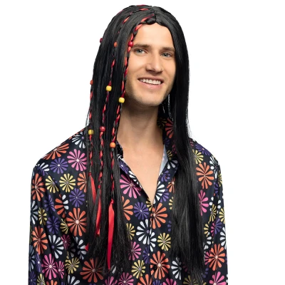 Afbeelding van Boland Pruik Flower Power Bruin Steil Lang Unisex Hippie 60&#039;s &amp; 70&#039;s