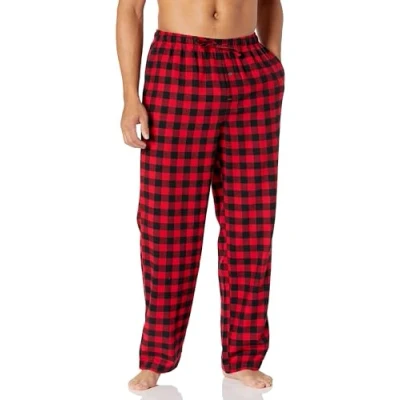 Afbeelding van Amazon Essentials Men&#039;s Flanellen pyjamabroek (verkrijgbaar in grote en lange maten), Rood Geruit, XS