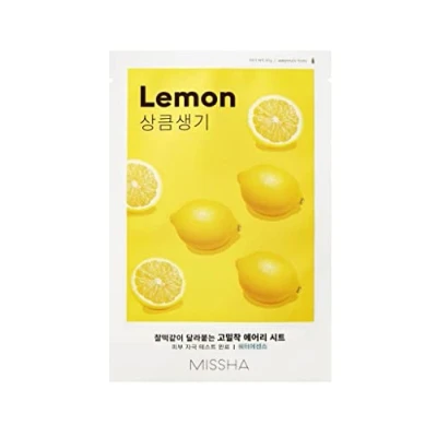 Afbeelding van MISSHA Limone Lemon Sheet Mask anti aging, oplichtend, verfrissend, hydraterend doekmasker, Koreaanse cosmetica, kbeauty set 4 stuks
