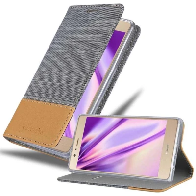 Afbeelding van Cadorabo Hoesje geschikt voor Huawei P8 MAX in LICHTGRIJS BRUIN Beschermhoes met magnetische sluiting, standfunctie en kaartvakje Book Case Cover Etui
