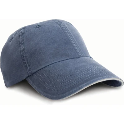 Afbeelding van Result Washed Fine Line Cotton Cap with Sandwich Peak RC054X Navy / Putty