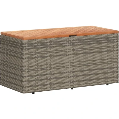 Afbeelding van Tuinbox 110x50x54 cm poly rattan en acaciahout grijs