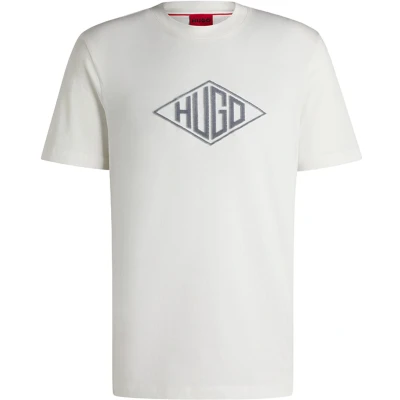 Afbeelding van HUGO BOSS heren Dalendi T shirt met logoborduring in de kleur Wit, maat: XS