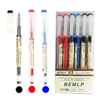 Afbeelding van BEMLP Gel Ink Pen Extra fijne punt Pennen Balpen Vloeibare Inkt Rollerball 0.35mm Premium Sneldrogende Voor Japans Kantoor School Briefpapier Supply 12 Packs (4 st Zwart, 4 Blauw, Rood)