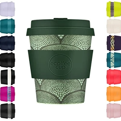 Afbeelding van Ecoffee Cup 8 oz 240ml Herbruikbare Eco vriendelijke 100% Plantaardige Koffiekop met Siliconen Deksel &amp; Mouw Melamine Gratis Biologisch Afbreekbare Vaatwasser/Magnetron Safe Travel Mok, Niet Dat