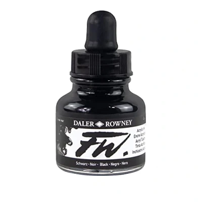 Afbeelding van Daler Rowney acryl verf FW acrylverf, 29,5 ml flessen, verschillende kleuren 29.5ml zwart