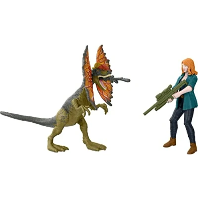 Afbeelding van Jurassic World Dominion Claire en Dilophosaurus mens dino met 2 actiefiguren accessoires, speelgoedcadeauset verzamelobject